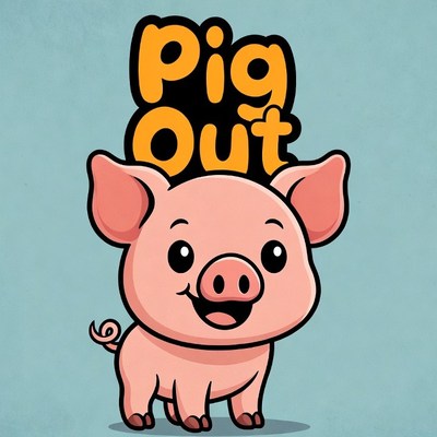 Cute Pig Pig Out Logo
