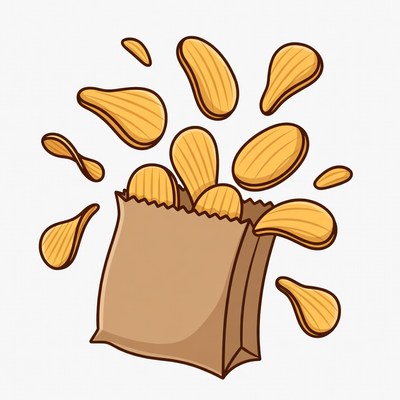 Spilling Potato Chips from Bag