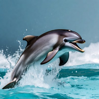 Dolphin jumping from ocean waves
