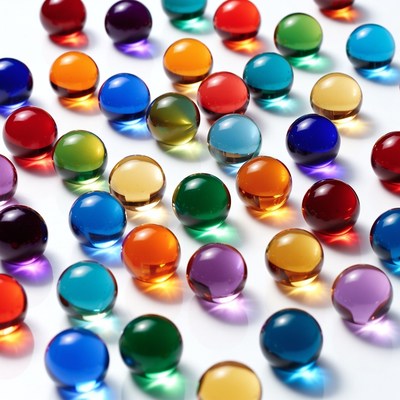 Colorful Glass Marbles on White