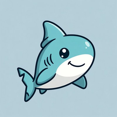 Cute cartoon blue shark