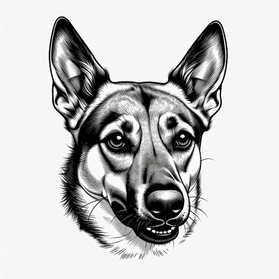 German Shepherd Dog Head Illustration