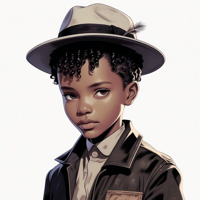 African-American boy in fedora hat