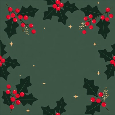 Holly Berries Christmas Border Illustration