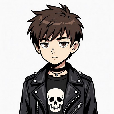 Anime boy in leather jacket
