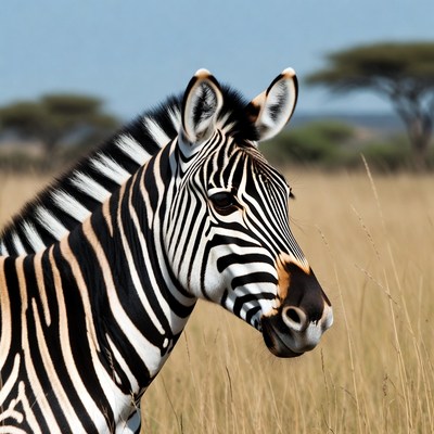 Zebra standing in savanna grass