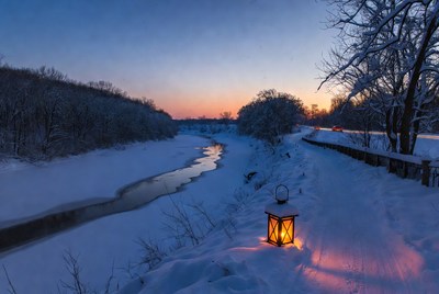 Lantern on Snowy River Path