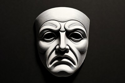 White Tragedy Greek Theater Mask