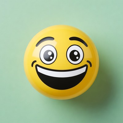 Grinning Yellow Emoji on Green Background