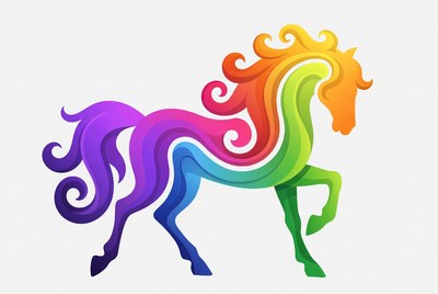 Colorful Rainbow Horse Illustration