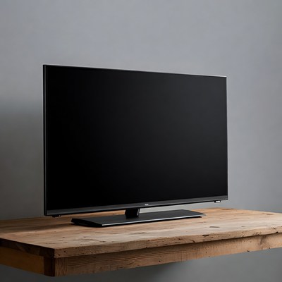 Black TCL TV on Wooden Table