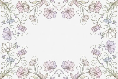 Watercolor Floral Frame Border
