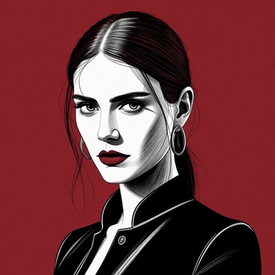 Woman in black jacket portrait