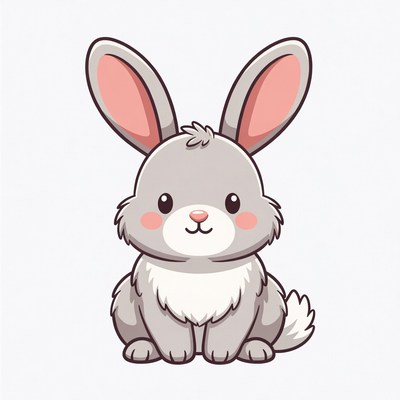 Cute gray bunny illustration
