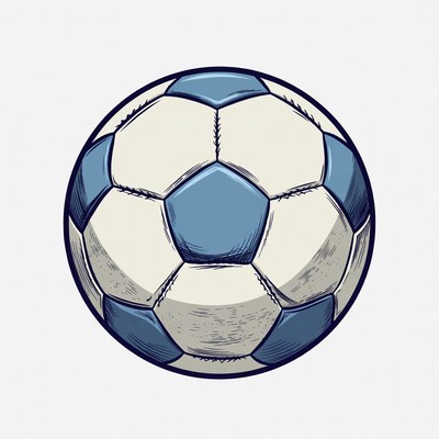 Blue and White Soccer Ball Illustration