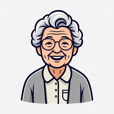 Smiling elderly woman illustration
