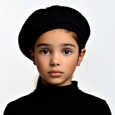 Girl wearing black beret