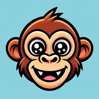 Cartoon monkey with big sparkling eyes