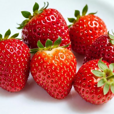 Fresh strawberries on white plate