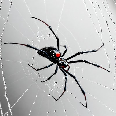 Redback Spider on Dewy Web