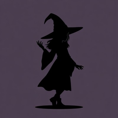 Silhouette of Witch Dancing