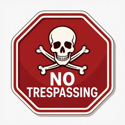 No Trespassing Skull Sign