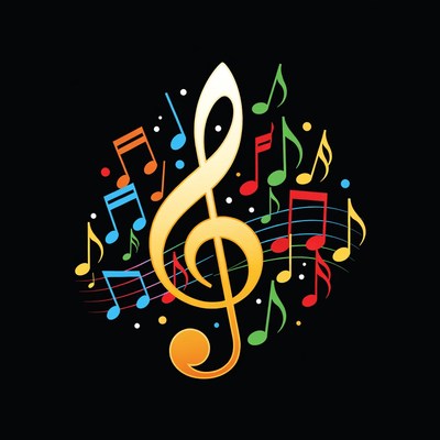 Colorful Treble Clef with Musical Notes
