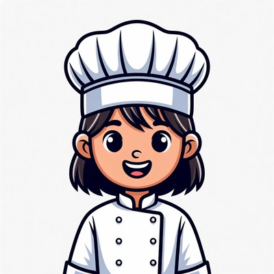 Cartoon girl chef smiling