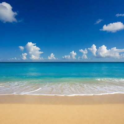 Sandy Beach with Turquoise Ocean