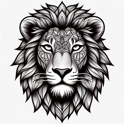 Mandala Lion Head Illustration