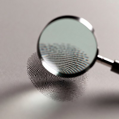 Magnifying Glass over Fingerprint