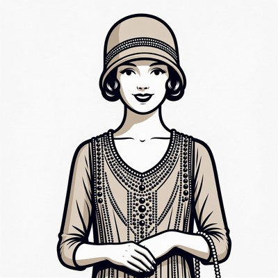 1920s Flapper Woman in Cloche Hat