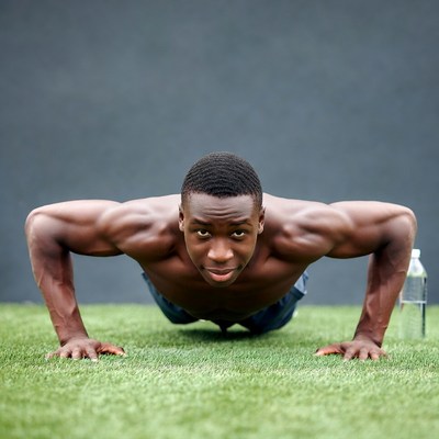 African-American man doing pushups