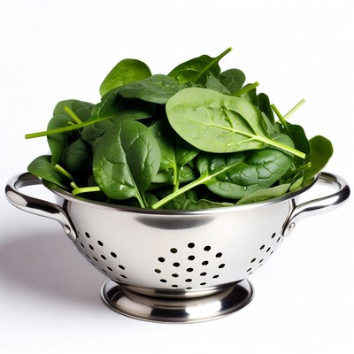 Fresh Spinach in Colander