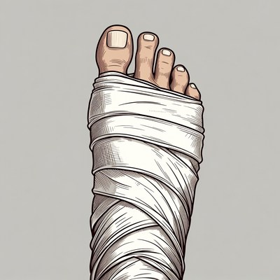 Bandaged foot illustration