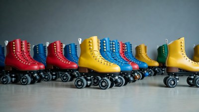 Colorful Roller Skates Lined Up