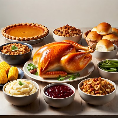 Thanksgiving Turkey Dinner Spread