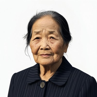 Elderly Asian woman in suit