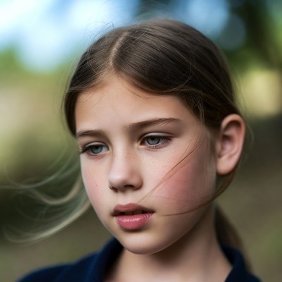 Girl with blue eyes in nature