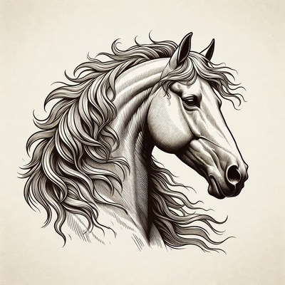 Majestic Horse Head Illustration