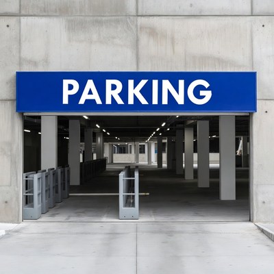 Blue Parking Sign Entrance