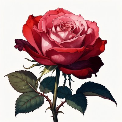 Vibrant Red Rose Illustration