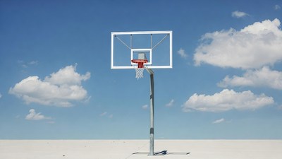 Basketball hoop on salt flat