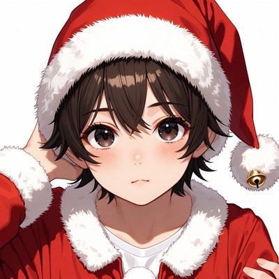 Anime girl in Santa hat