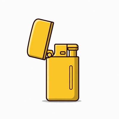 Open Yellow Zippo Lighter Illustration