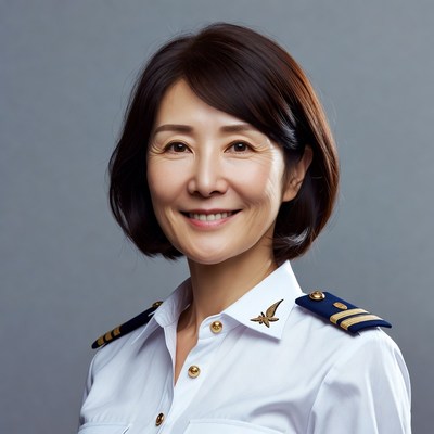 Asian woman in naval uniform