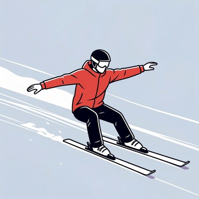 Man skiing downhill illustration