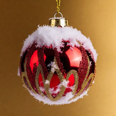 Red Christmas Ornament with Snow
