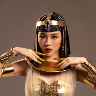 Asian woman in Egyptian Cleopatra costume