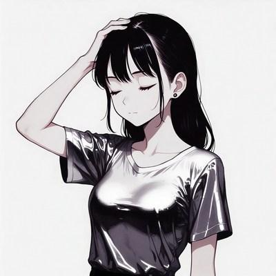 Anime girl touching forehead